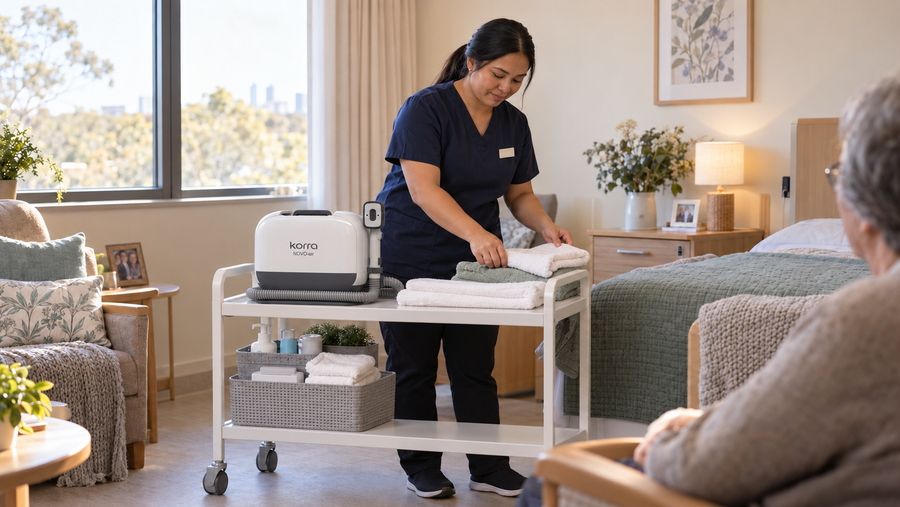 KORRA care trolley beside a bed